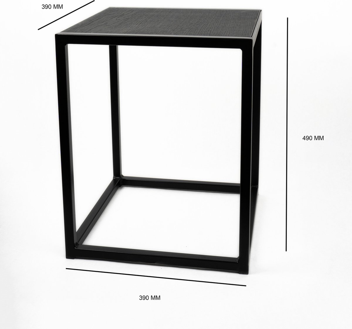 MYOP Interiors - Mobili Neri - Bijzettafel- Zwart - Metaal - Master Oak Black - 39x39x49 - MY Own Table 002MO