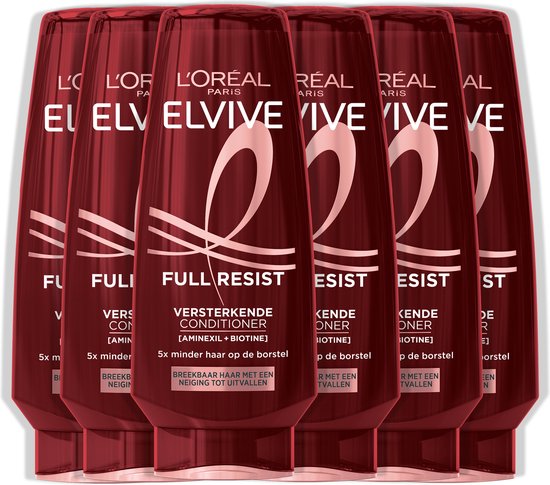 L'Oréal Paris Elvive Full Resist Conditioner - Versterkende Conditioner Voor Breekbaar Haar - Met Aminexil + Biotine - 6x200ML