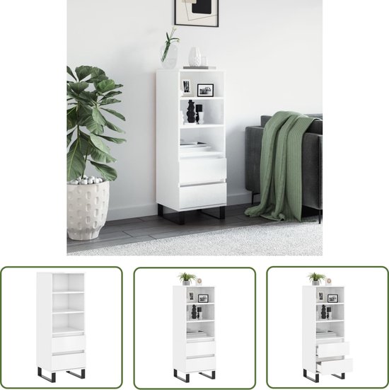 Bewonen Solution hoge kast 160x35x35cm MDF - Hoogglans wit 7800