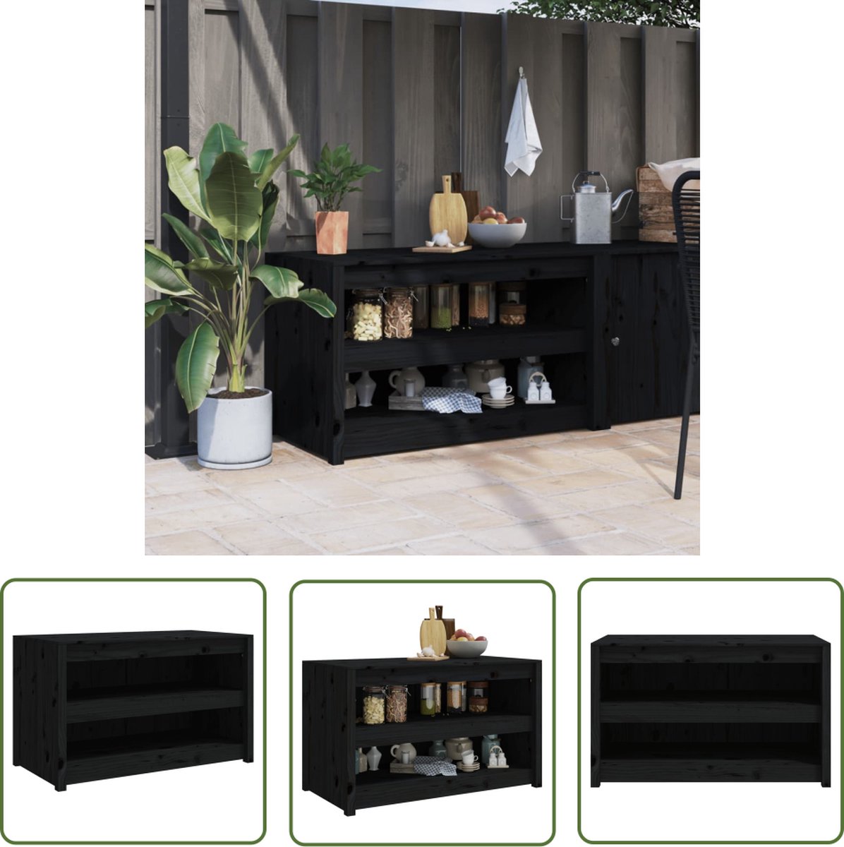 vidaXL Outdoor-Küchenschrank Schwarz 55 x 55 x 92 cm Massivholz Kiefer kaufen bei