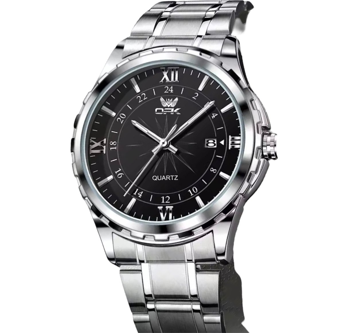 OPK - Luxe Herenhorloge - Polshorloge - Heren - Cadeau - Horloge - Geschenkdoos - Mannen - Zilver Zwart - Chronograaf - RVS