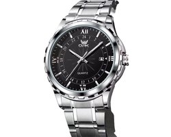 OPK - Herenhorloge - Polshorloge - Heren - Horloge - Horlogedoos - Mannen - Zilver Zwart - Chronograaf - RVS