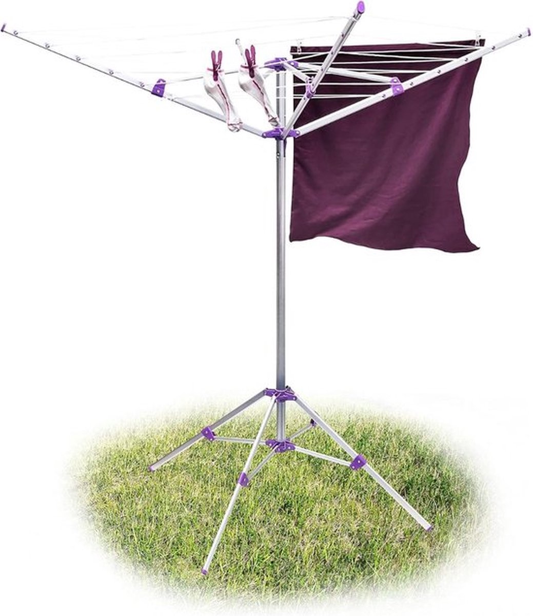 Thuys – Droogmolen – Met Voet – Voor Camping en Thuis – Wasrek Staand – Droogrek Inklapbaar – Stabiel – Zilver