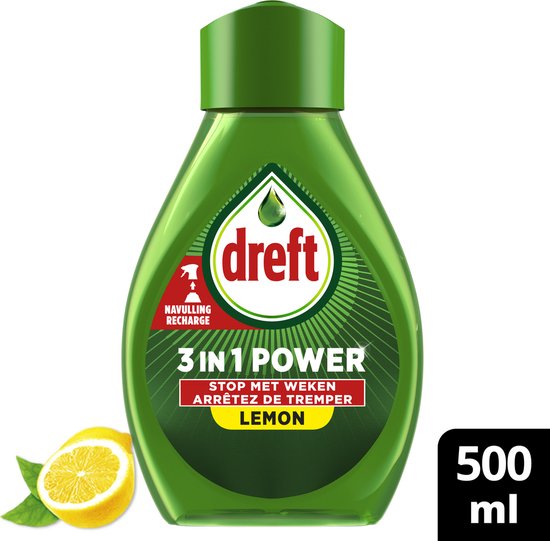 Dreft 3in1 Power Spray voor Vaat en Keuken - Navulling - Vetverwijderaar - Citroengeur - 10 x 500 ML
