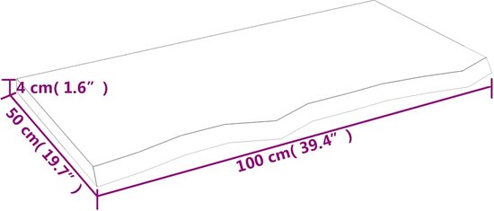 vidaXL Eikenhouten Wandplankje - Wanddecoratie - Wandschap 100x50x(2-4)cm behandeld massief eikenhout lichtbruin - Vintage Wandrek - Rustic Wandrek - Woonaccessoires