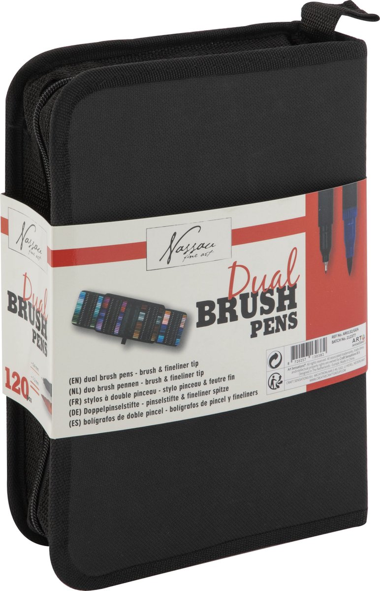 Stiften voor Volwassenen en Kinderen 120pcs - Dual Brushpennen & Fineliners - Bulletjournal producten - Markeerstiften - Kleurstiften - Dualmarkers - Luxe Opbergetui - Nassau Fine Art — afbeelding 2