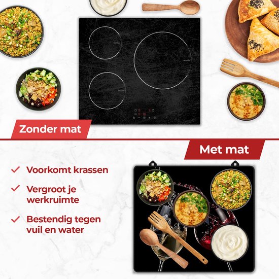 KitchyMist Inductie Beschermer 60x52 cm - Wijn - Kookplaat Beschermer - Afdekplaat voor Kookplaat - Inductie Mat - Spatscherm Achterwand Keuken