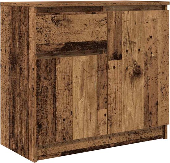 vidaXL Dressoir 30x30x70 cm bewerkt hout artisanaal eikenkleur, dressoirkast, opbergkast, huisorganisator, kast, bijzetkast, woonkamer dressoir