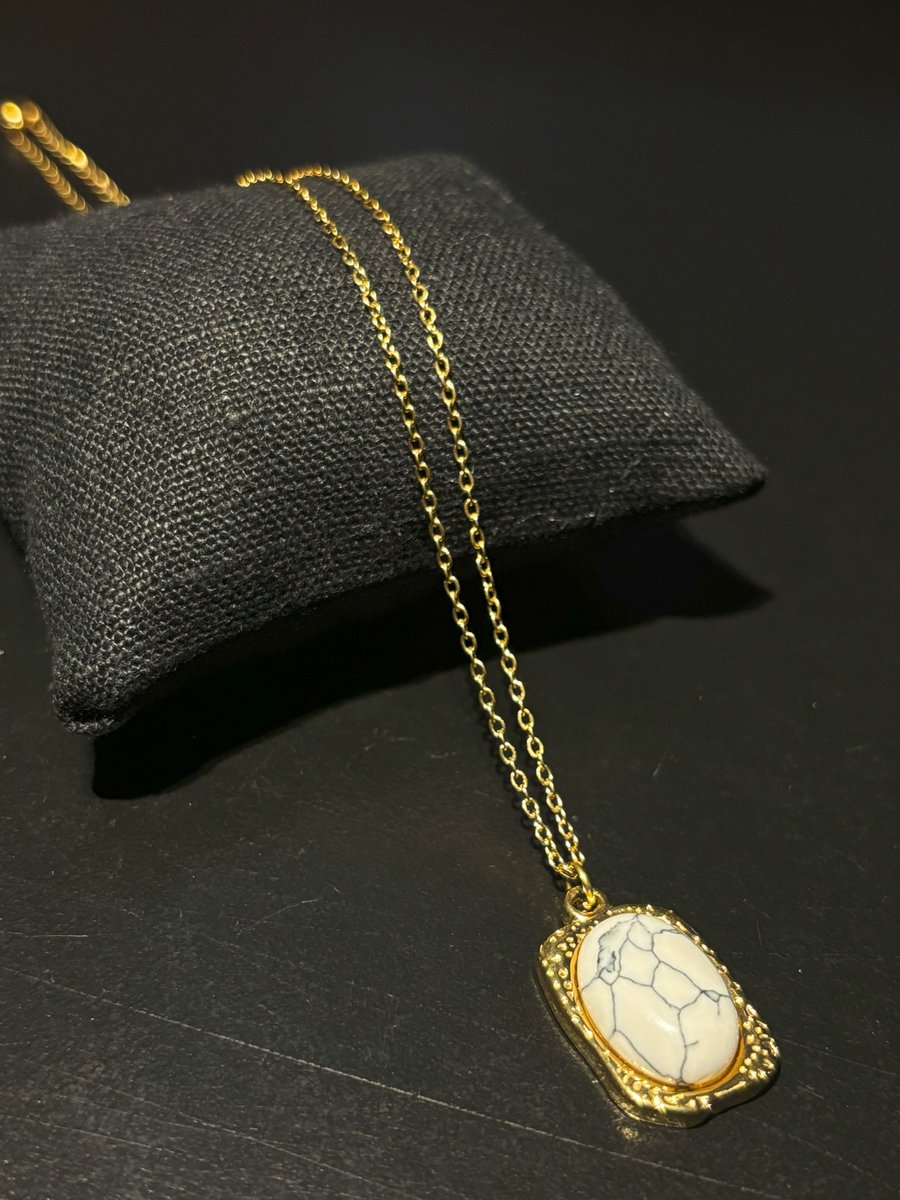 No-Fade Goud-Stijl Vergulde 'Witte Marmer' Hanger Ketting Sieraden Voor Dames En Heren