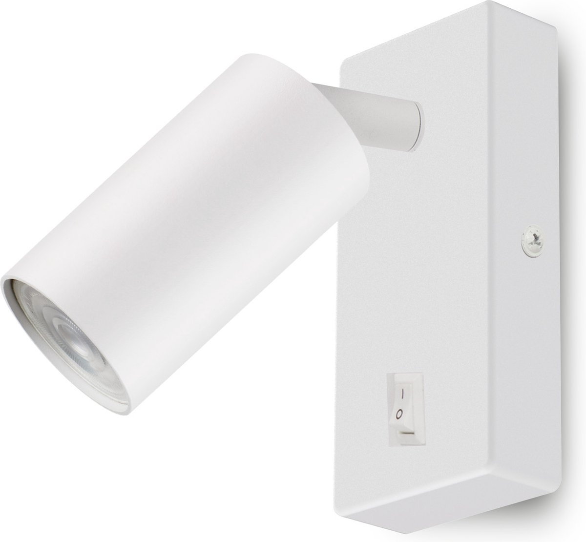 Maclean wandlamp - spot - rond - Met LED lamp GU10 - 4000K - met schakelaar - 55x100mm - kleur wit - MCE369 W