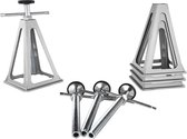 VEVOR 4 St. Stapelkrik Trolleykrik 2,72 Ton Per Krik, Krikstandaard Autokrik 280-435 Mm Hoogtebereik, Campersteun Aanhangerkrik Zilver, Camperstabilisatiesteunen