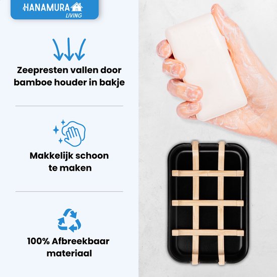 Porte-savon Hanamura - Biodégradable - Porte-savon pour salle de bain et Cuisine - Bamboe