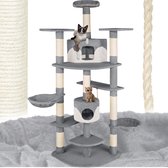 Bol.com tectake® grote kattenkrabpaal - kattenboom met accessoires en kattenspeelgoed XXL krabmeubel met 2x kattenhuisjes speelt... aanbieding