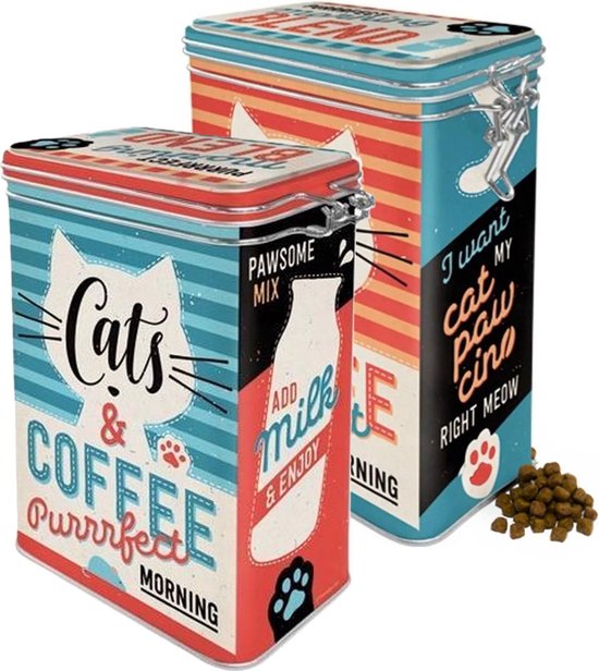Nostalgic Art Boîte de conservation/boîte de conservation pour friandises pour chats/nourriture pour chat/morceaux pour chat - 2x - 1,3 litres - 8 x 11 x 18 cm