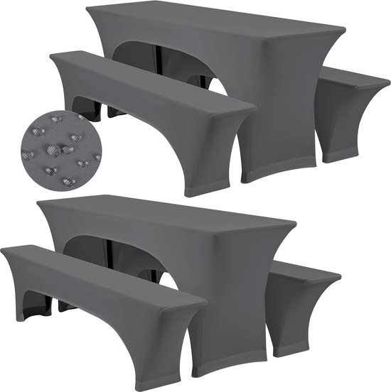 Twee 3-delige sets spandex biertafelafdekking, lichtgrijs stretch bierbankhoes voor 50 cm tafelbreedte, biertafel en bankhoes, biertentafdekking voor banketfeestjes buiten (220 x 50 x 80 cm Twee 3-delige sets spandex biertafelafdekking, lichtgrijs stretch bierbankhoes voor 50 cm tafelbreedte, biertafel en bankhoes, biertentafdekking voor banketfeestjes buiten (220 x 50 x 80 cm