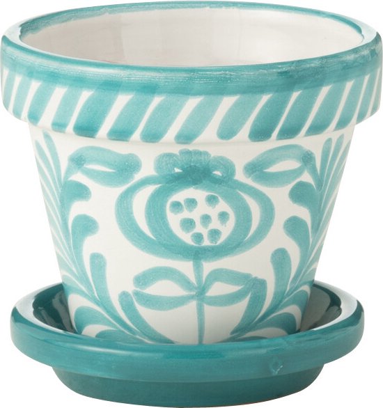 J-Line cache-pot Granada Handmade + Painted - céramique - aqua - extra small - Ø 17 cm