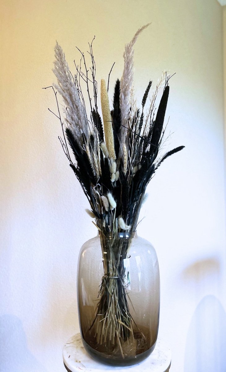 Droogbloemen Zwart/beige – Boeket Ilse (excl. vaas) - Droogboeket - Zwart - Beige - Wit - La Florista