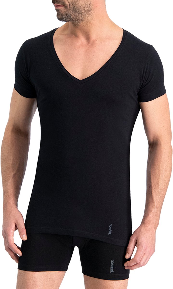 Noshirt Lite Cotton - Ondershirt - Diepe V-Hals - Katoen - Zwart - M