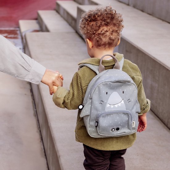 Trixie Rugzak - Mr. Shark - Schooltas Waterafstotend - Boekentas voor Kind - Voor Jongens en Meisjes - Geschikt als Gymtas - Grijs - Haai