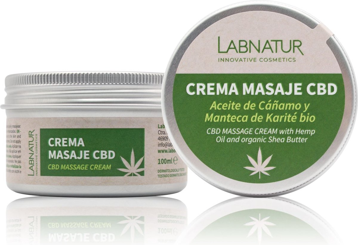 CBD Massagecrème 100ml Labnatur ontspannend revitaliserend massage natuurlijke ingrediënten diepe hydratatie