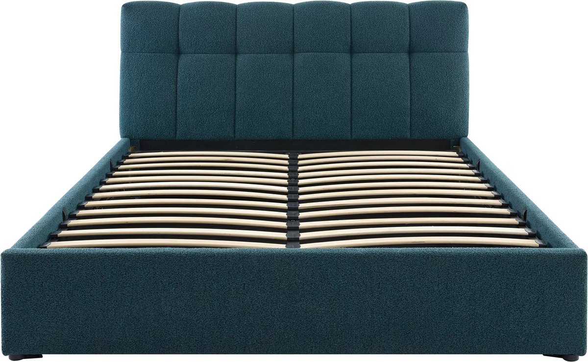 Vente-unique Bed met opbergruimte stof groenblauw 140 x 190