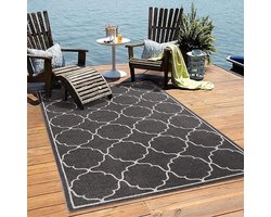 Outdoor Rug, Weatherproof, Indoor and Outdoor Rug, Balcony, Water-Repellent Rugs for Patio, Garden, Kitchen, Bathroom or Living Room, Grey, 80 x 150 cm