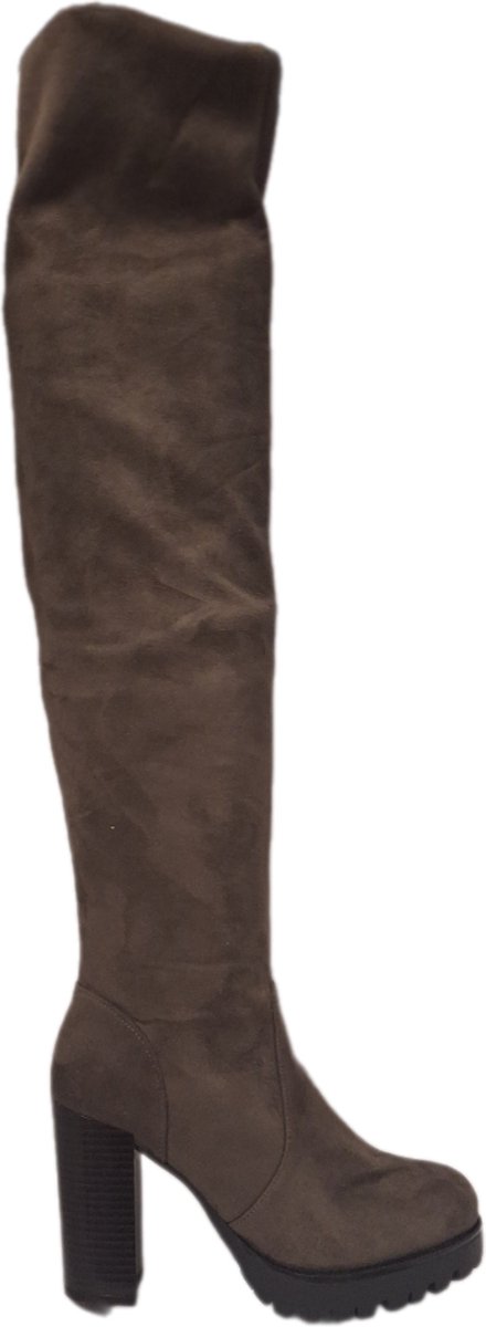 SUPER ME- LAARS-KHAKI-SUEDESOFTLOOK-HAK 9CM- ZOOL 2CM-36