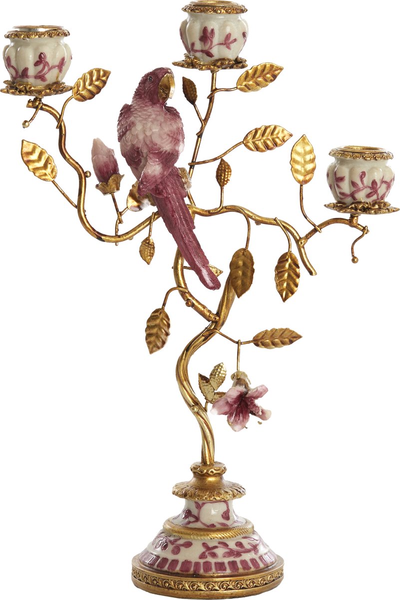 Light&living Kandelaar 3L 22,5x9x31,5 cm LOROS bordeaux-crème+brons