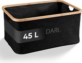 DARI. Panier à linge pliable 45L - Panier à linge Hip - Paniers à linge - Panier de rangement - Boîte à linge - Bamboe - Zwart