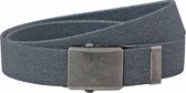 Landley Elastische Canvas Riem met Metalen Schuifgesp - Stretch - Koppelriem - Dames / Heren - Unisex - Grijs - Lengte totaal 100 cm / Riemmaat 85