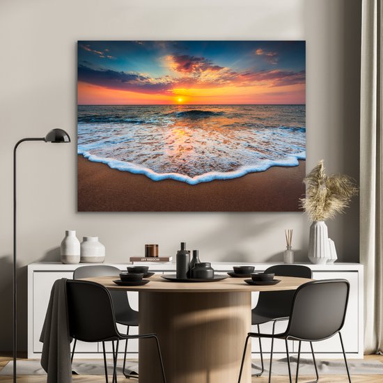 Décoration murale Métal - Peinture Aluminium Industrielle - Plage - Mer - Coucher de soleil - 120x90 cm - Dibond - Photo sur aluminium - Décoration murale industrielle - Pour le salon / chambre