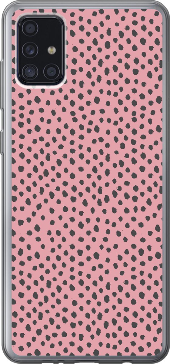 Telefoonhoesje Geschikt voor Samsung Galaxy A52 5G hoesje - Stippen - Roze - Zwart - Siliconen Telefoonhoesje Telefoonhoesje