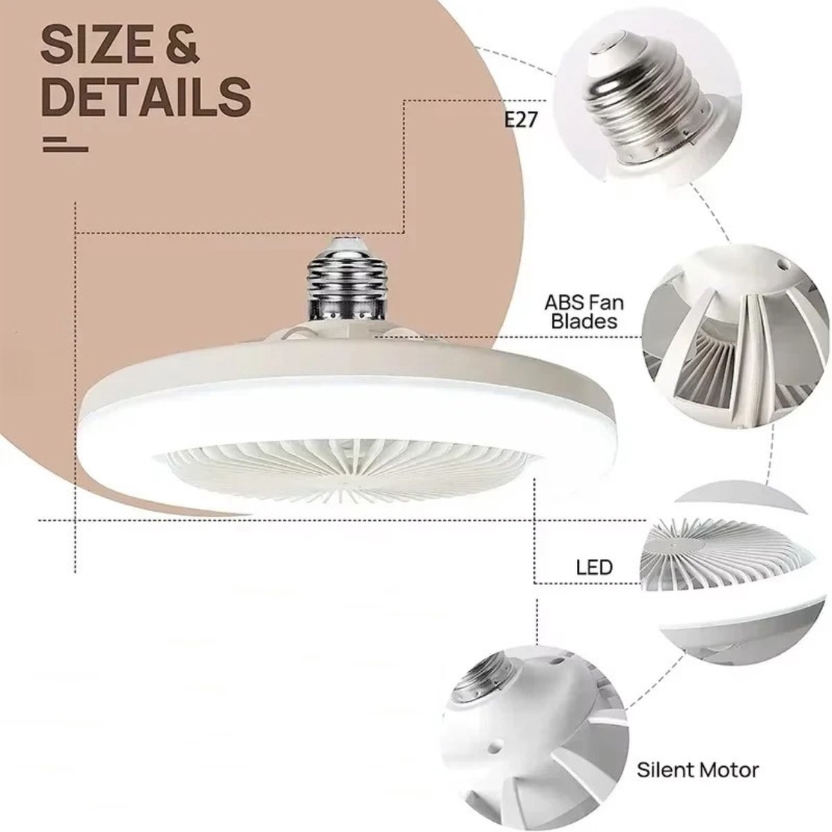 Livano Plafondventilator - Met Verlichting - Plafond Ventilator - Met Lamp - Plafonniere Met Ventilator - (Met Licht) - Wit thumbnail 2