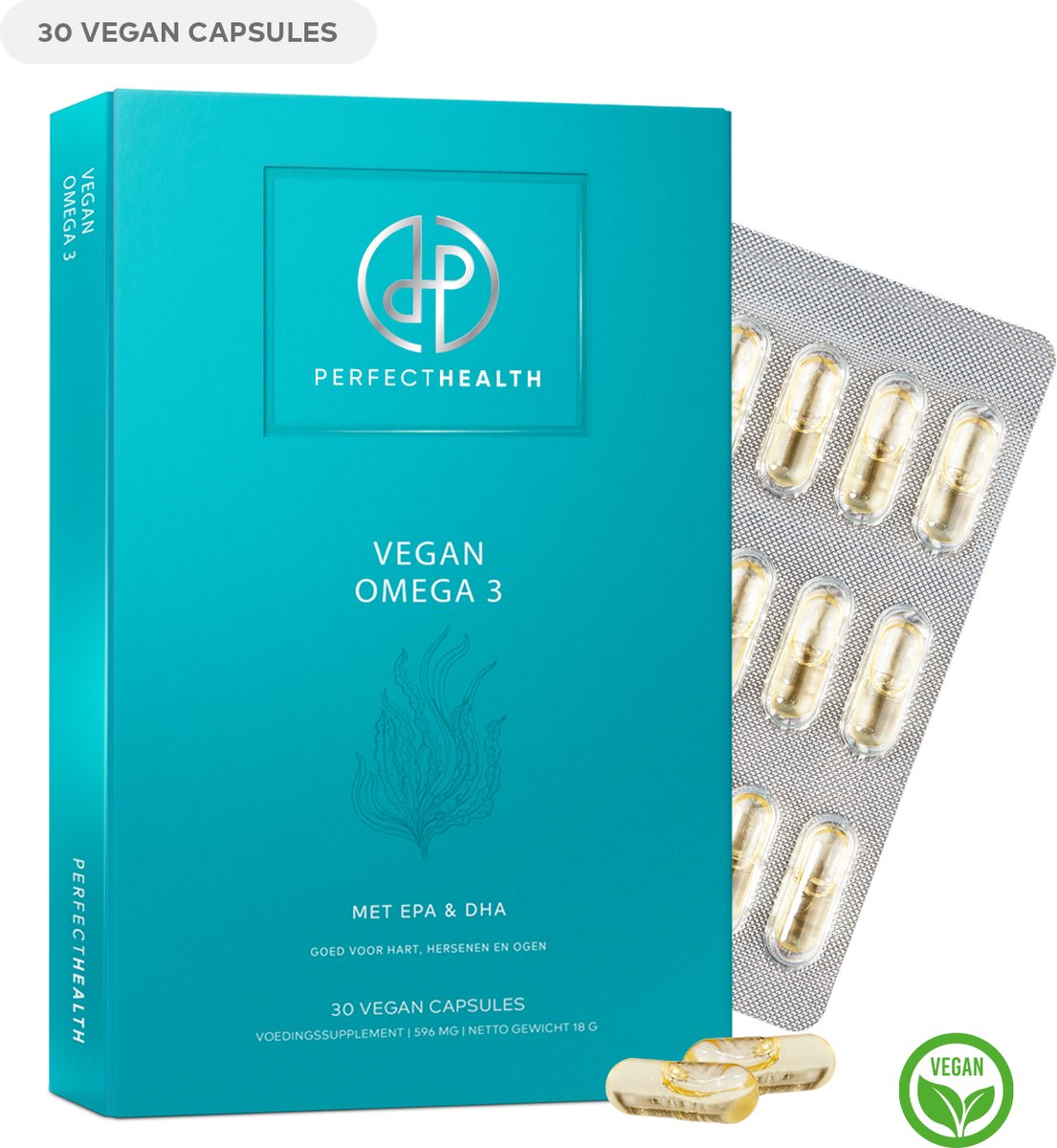 Goedkoopste Perfect Health - Algenolie Omega 3 Capsules 1000mg - Goed voor hart, bloedvaten, hersenen en ogen - Extract - Hoge Dosering EPA en DHA - 30 Stuks - Vegan