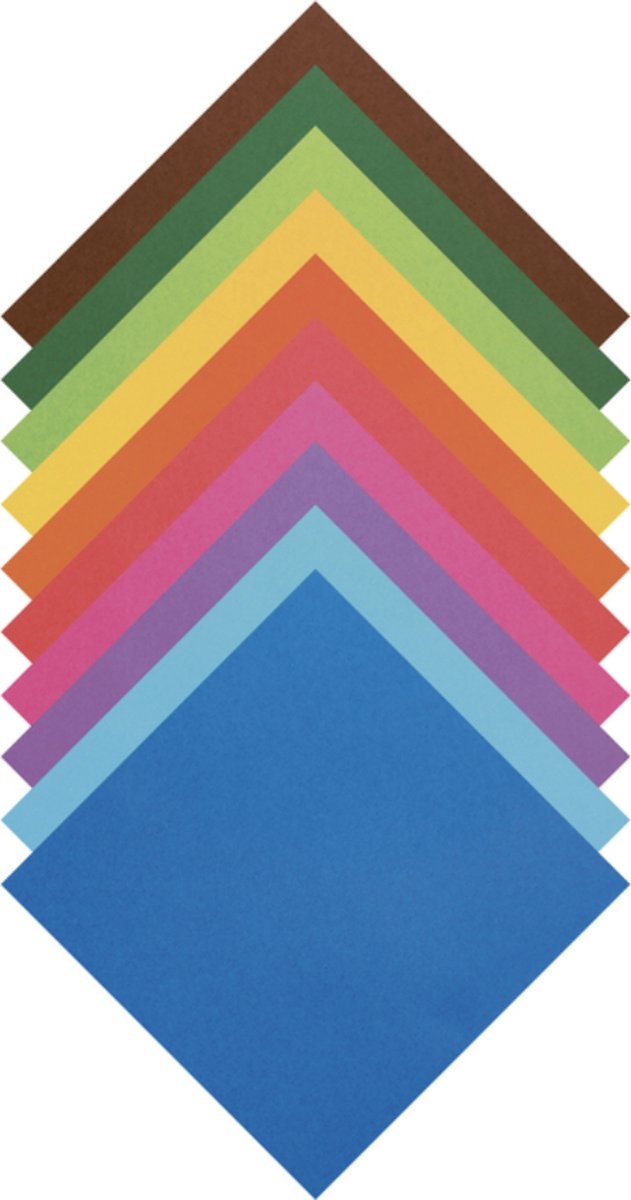 Origami papier Folia 70gr - 10x10cm - pak 500 vel - assorti kleuren — afbeelding 2