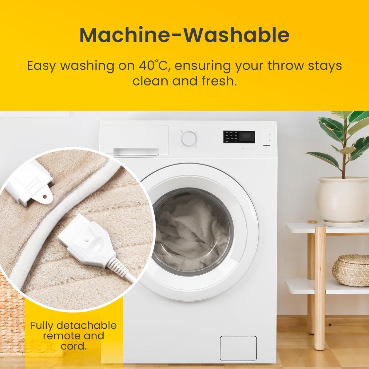 Cosi Home – Elektrische Deken – Luxe Zachte Fleece - 180 x 130 cm Warmtedeken met 10 Warmtestanden, 10-Uurs Timer en Oververhittingsbeveiliging – Machinewasbaar – Beige – foto 6