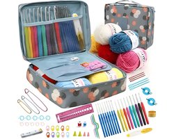 foto van 67 Delige Haaknaaldenset - Haaknaalden met Softgrip - Haakgaren - Haken voor Beginners - Haken Pakket - Haaknaalden Ergonomisch - Inclusief Wol en Schaar