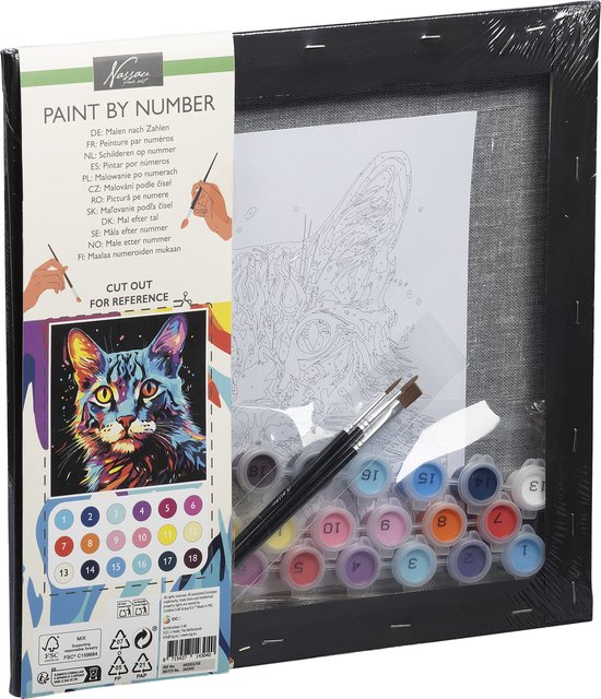 Maysurban Schilderen op nummer voor volwassenen en kinderen, beginners, doe-het-zelf olieverfschilderijen op canvas, katten en bloemen, 45 x 45 cm, geen lijst