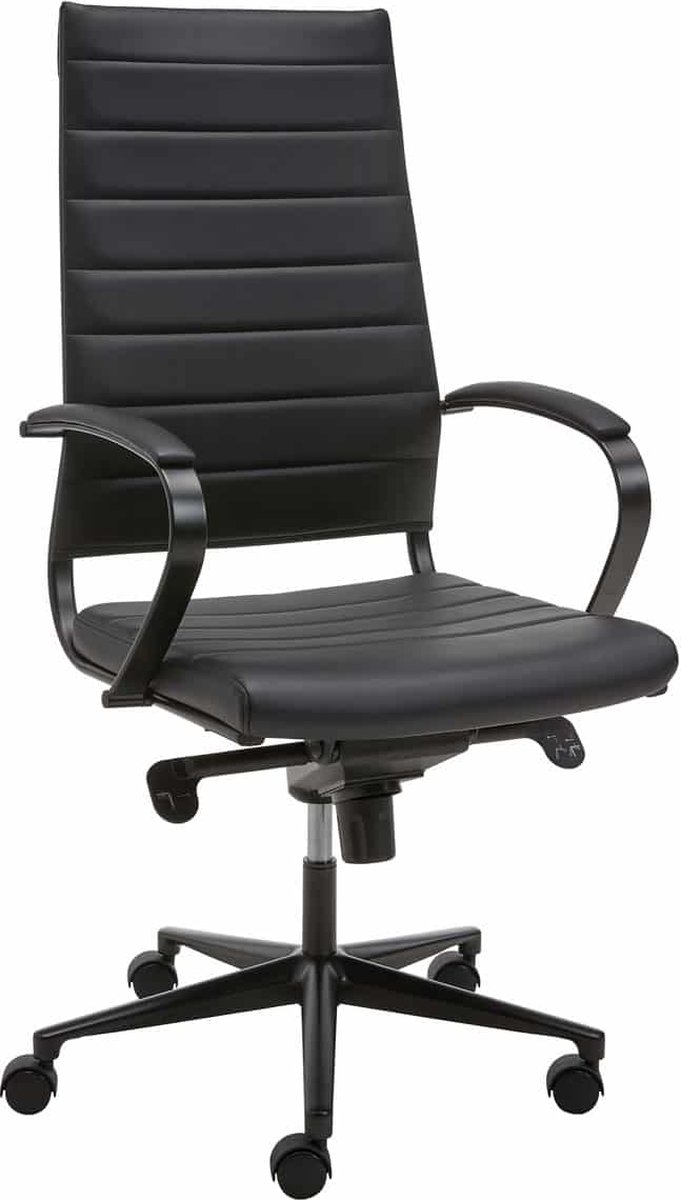 ABC Kantoormeubelen Ergonomische bureaustoel design 601 hoge rug zwart frame zwarte zitting