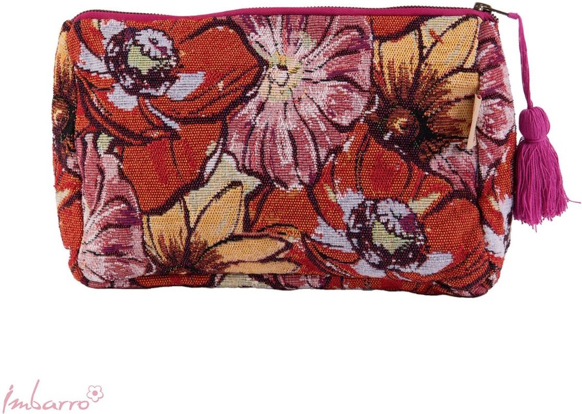 Imbarro - Pouch - Toilettas - Beautybag - Peony - Jaquard - 35x20cm
