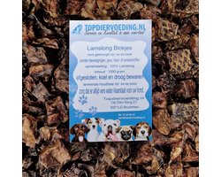 Lamslong Blokjes Hondensnacks - Vers Gedroogd - Knapperig - 1 KG