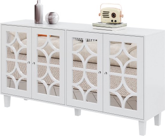 Modern laag dressoir met 4 deuren - Gouden handgrepen - Verticaal