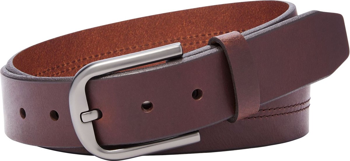 FOSSIL Leren Riem Samson Belt W100 Brown Donkerbruin