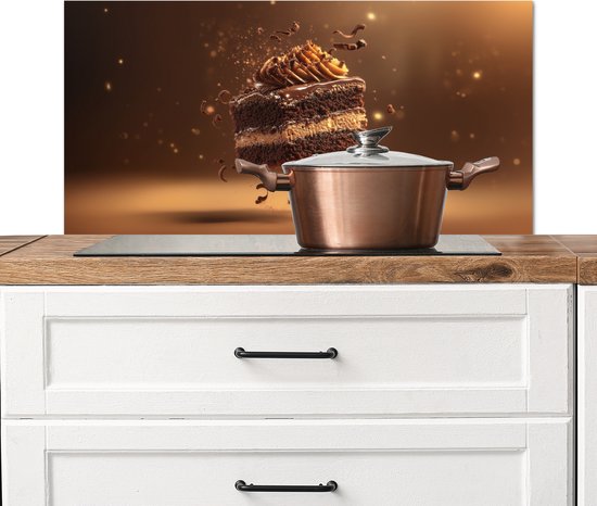 Crédence de Cuisinière en Aluminium 90x45 cm - Gâteau - Chocolat - Aliments - Brownie - Écran Pare-éclaboussures pour Plaque de Cuisson - Protection Murale
