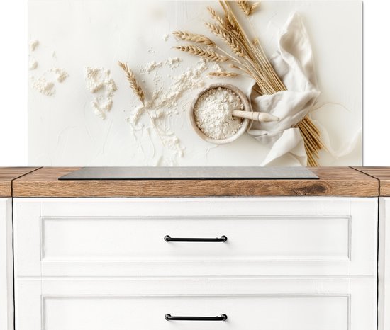 Crédence de Cuisinière en Aluminium 100x50 cm - Fleur - Bois - Blé - Écran Pare-éclaboussures pour Plaque de Cuisson - Protection Murale