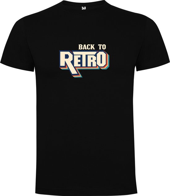 Zwart T-Shirt met “Kleurrijke Back to RETRO – Jaren 80 – Good Vibes – Muziek “ Print Full Color Maat 2XL