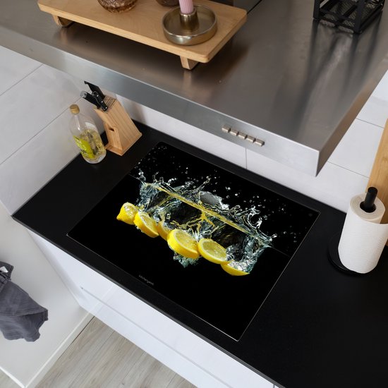 KitchenYeah® Protection plaque induction 70x55 cm - Citron - Eau - Fruit - Protege plaque de cuisson - Couvre plaque induction - Protecteur d'induction - Cuisine