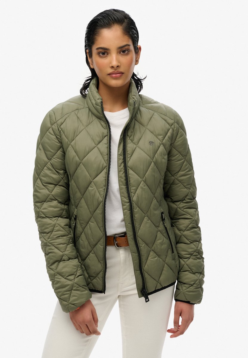 Superdry Diamond Quilt Fuji Lite Jas Dames Groen