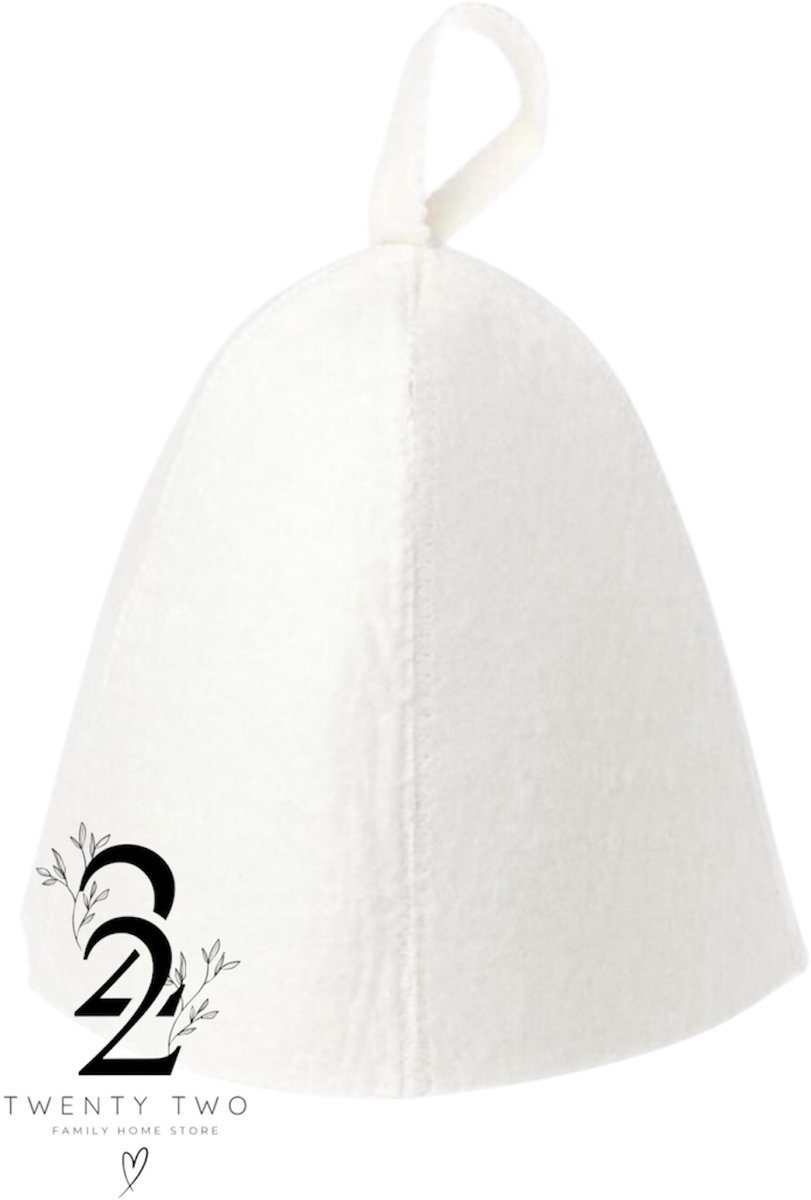 Banya saunahoed 1 stuk (wit) - wollen saunahoed voor dames/heren - sauna accessoires - vilt saunamuts - bescherming van hoofdhuid tegen de hitte voor sauna - (one size)