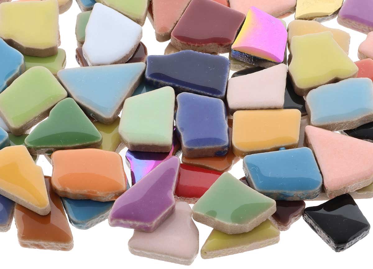 Mozaïek puzzelsteentjes keramiek - bonte mix; 500 gram XL-pack